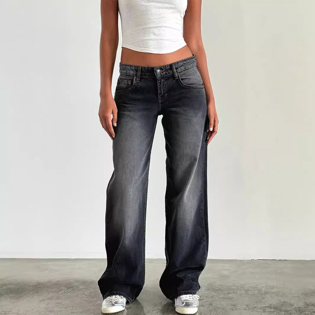 Women's High Waist Straight Leg Denim Jeans
