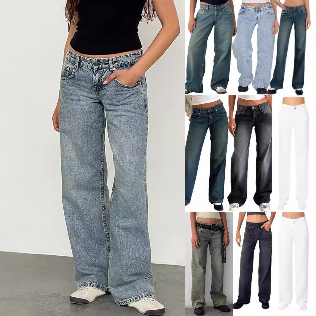Women's High Waist Straight Leg Denim Jeans