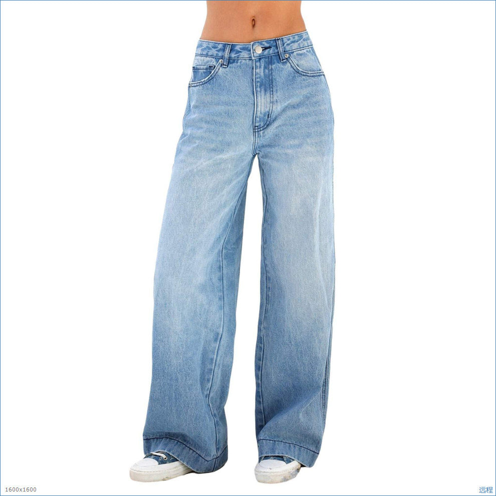 Women's High Waist Straight Leg Denim Jeans
