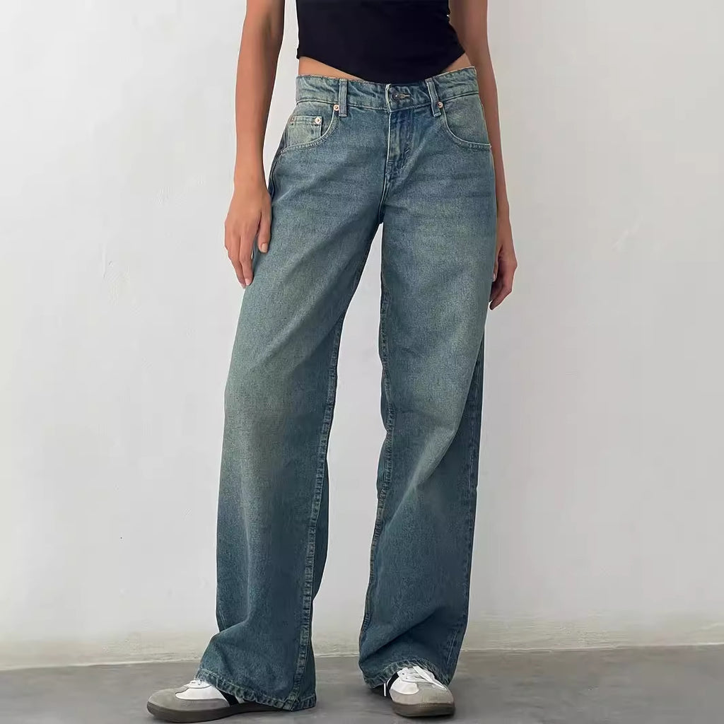 Women's High Waist Straight Leg Denim Jeans
