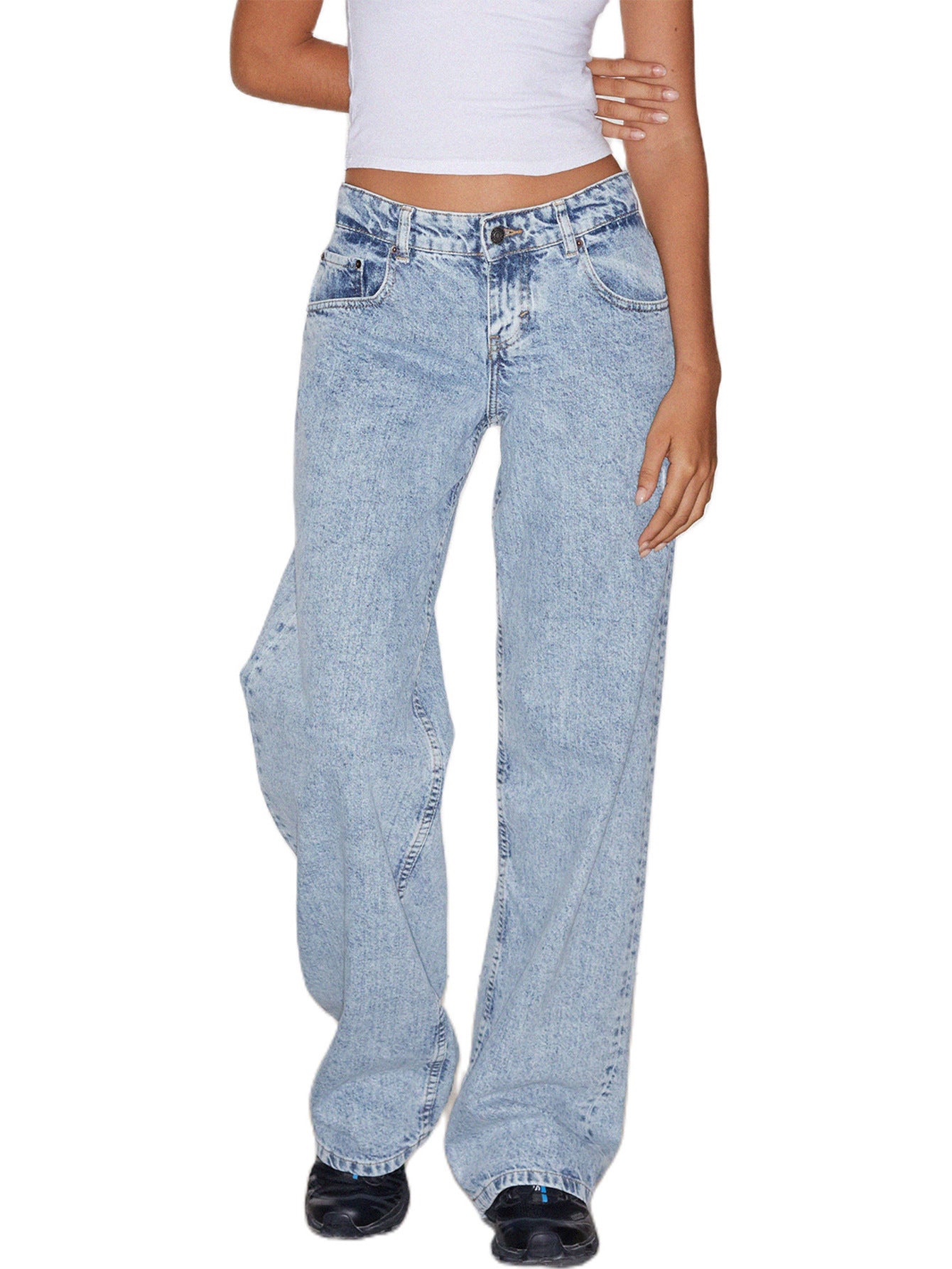 Women's High Waist Straight Leg Denim Jeans