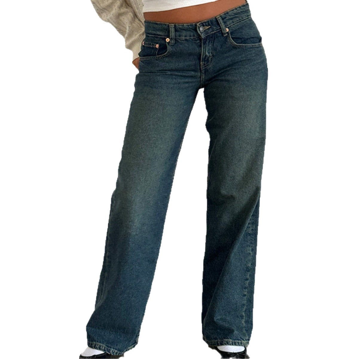 Women's High Waist Straight Leg Denim Jeans